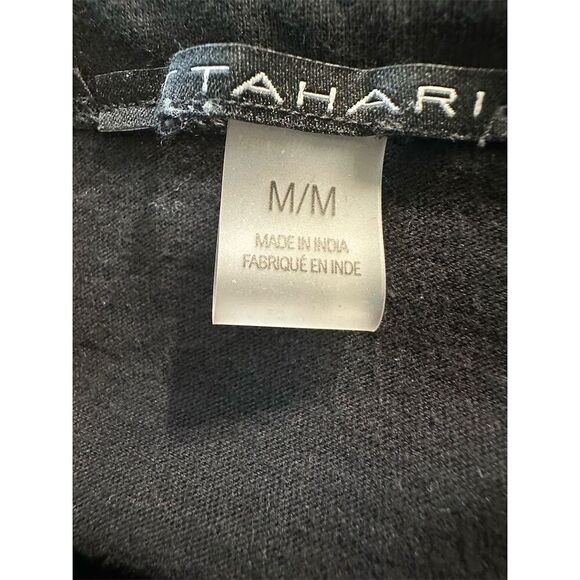 Tahari Women's Black Puff Sleeve Crew Neck Blouse Size M Casual - Picture 4 of 5